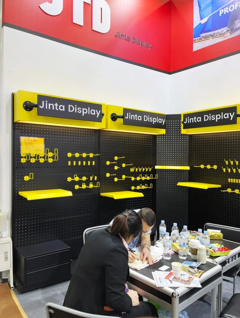 Heavy-duty shelving samples on show at the Suzhou Jinta booth