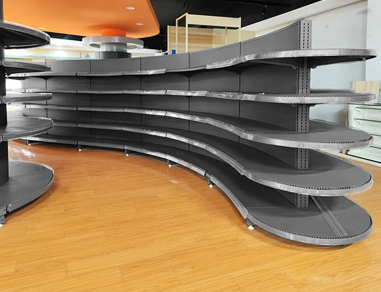 Convenience store shelving layout showing easy-to-miss dead corner areas