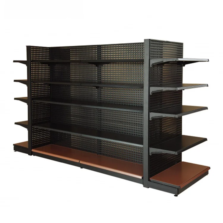 Hole double-sided supermarket gondola display shelving run by JinTa Display