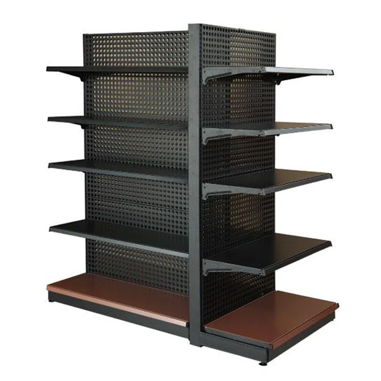 Double-sided hole gondola display island shelving